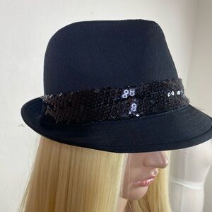 Elegant Black Sequin Fedora Hat